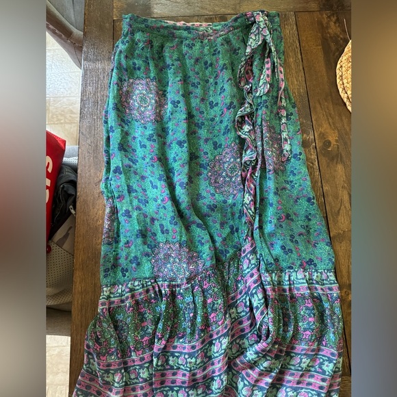 ANTHROPOLOGIE Akemi & Kin Blue Floral Boho Wrap Skirt - Picture 4 of 6